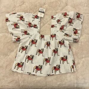 NWT Stewart Simmons Collegiate Georgia Bulldogs Poplin Top XS